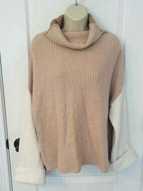 The Native One Boutique Color Block Softly Structured  Cowl Neck Sweater!